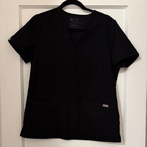Figs Black Women's V-Neck Short Sleeve Scrub Top